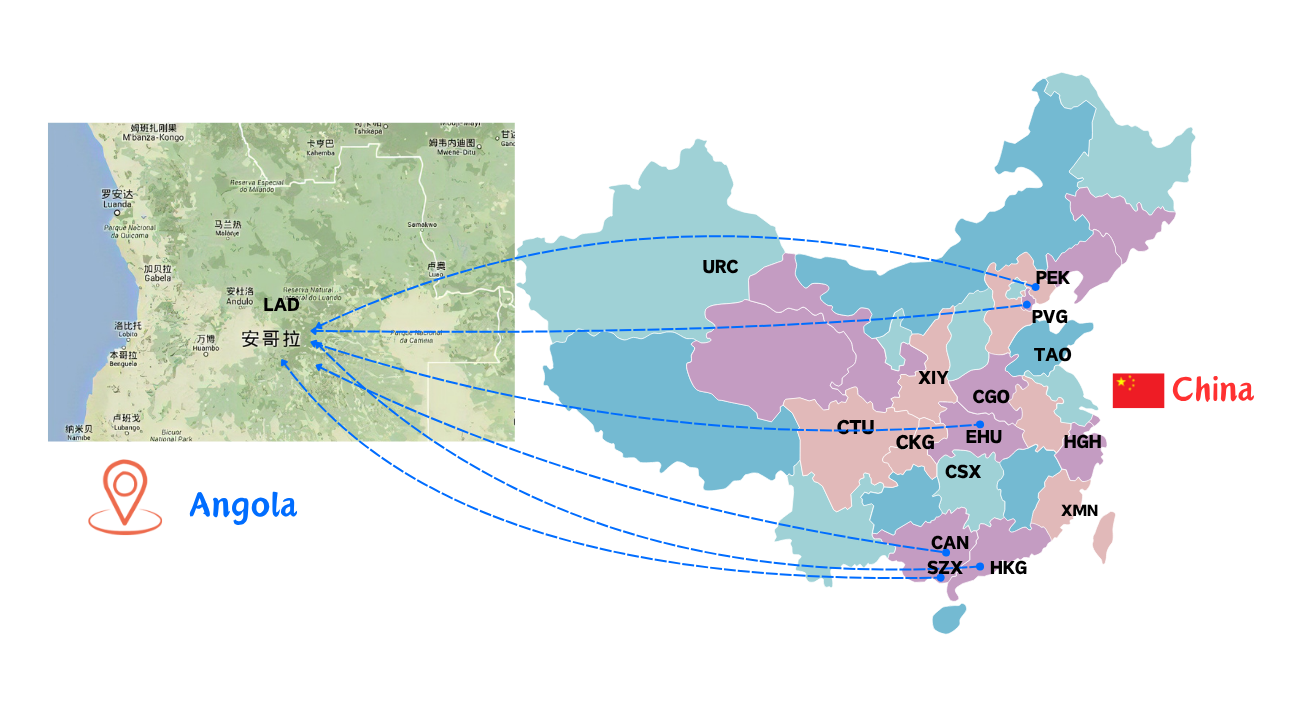 从中国空运到安哥拉