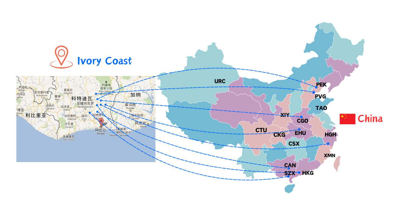 从中国空运到科特迪瓦