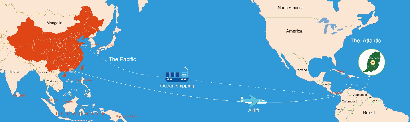通过海运、空运，从中国运输货物到格林纳达