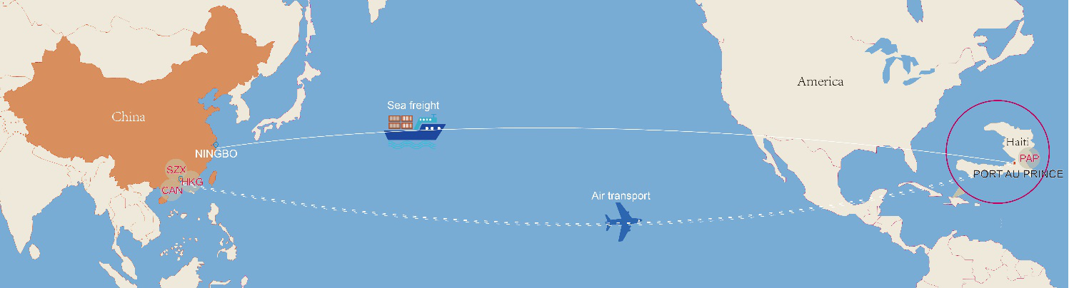 中国通过海运、空运到海地
