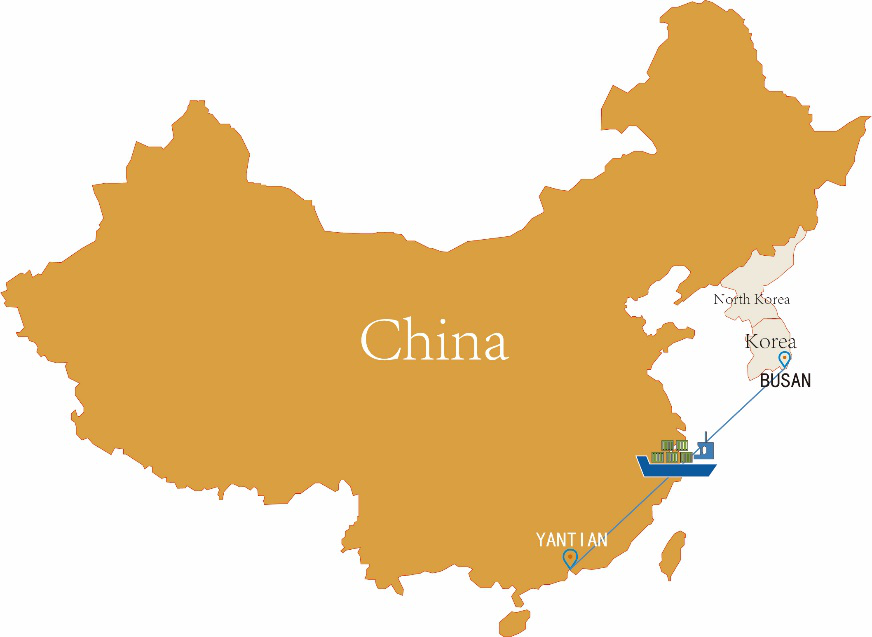 中国广东深圳蛇口港海运集装箱到韩国的釜山港