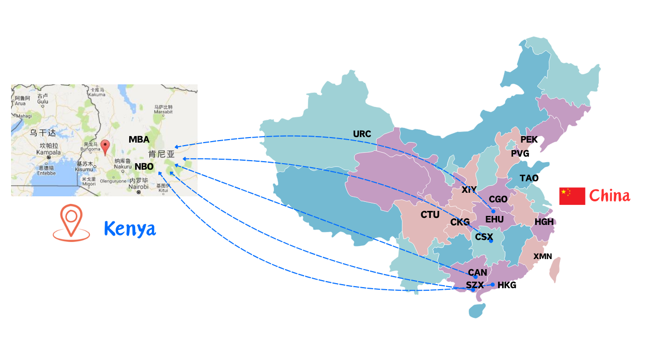 从中国空运到肯尼亚