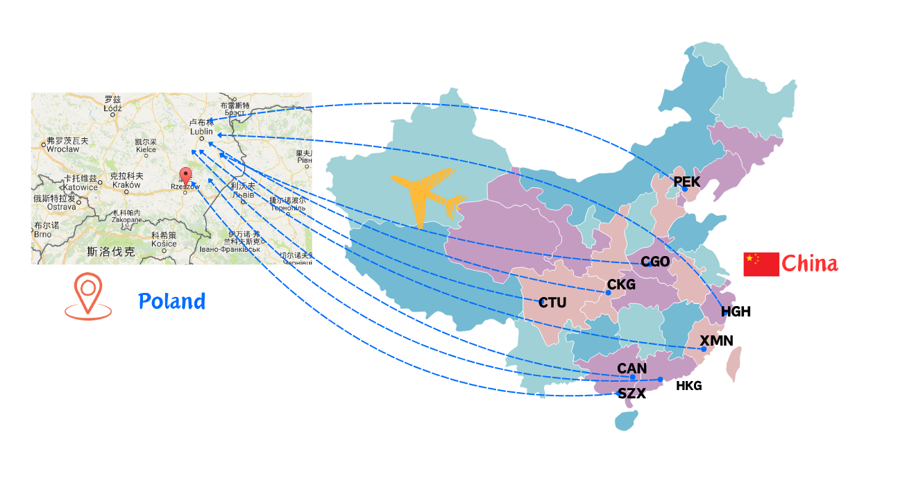 从中国空运到波兰