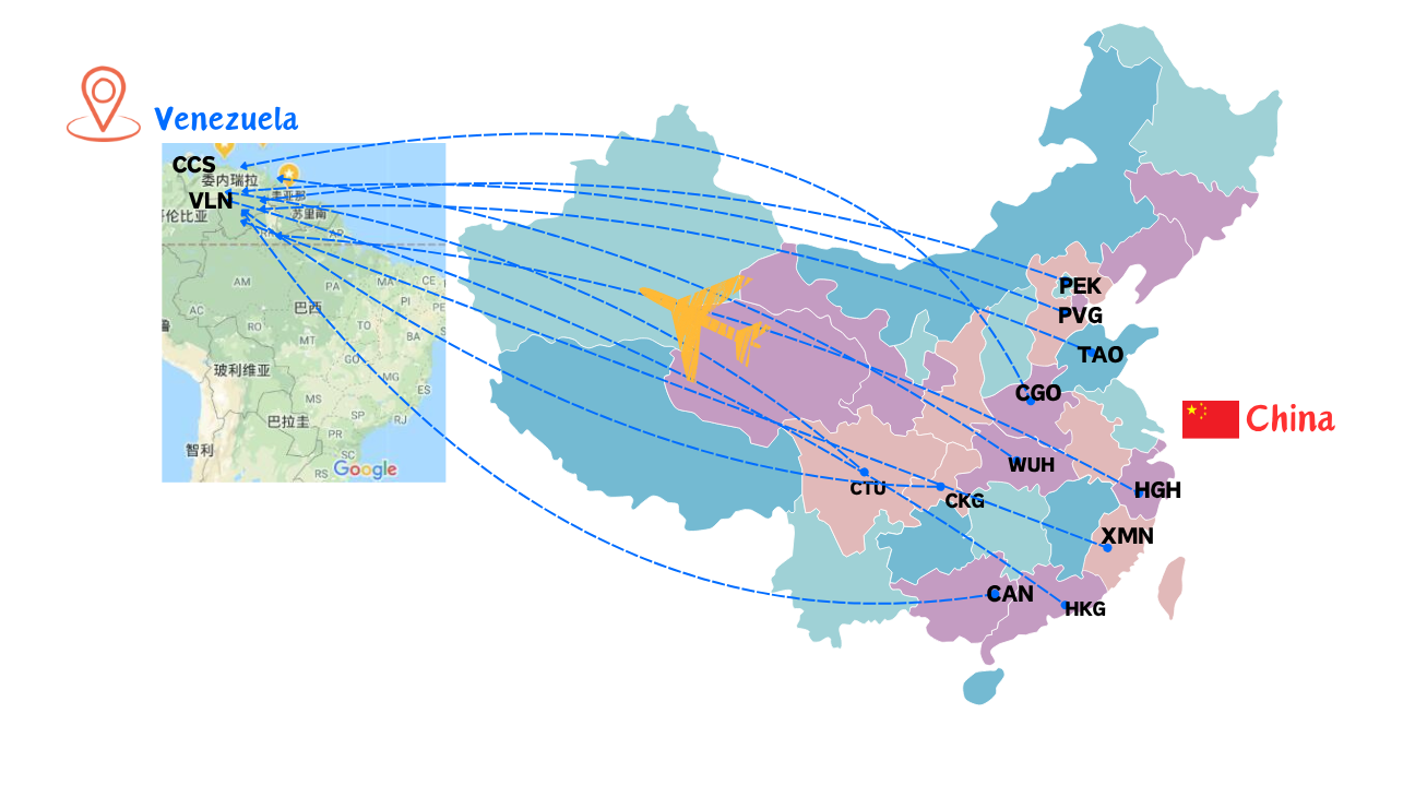 从中国空运到委内瑞拉