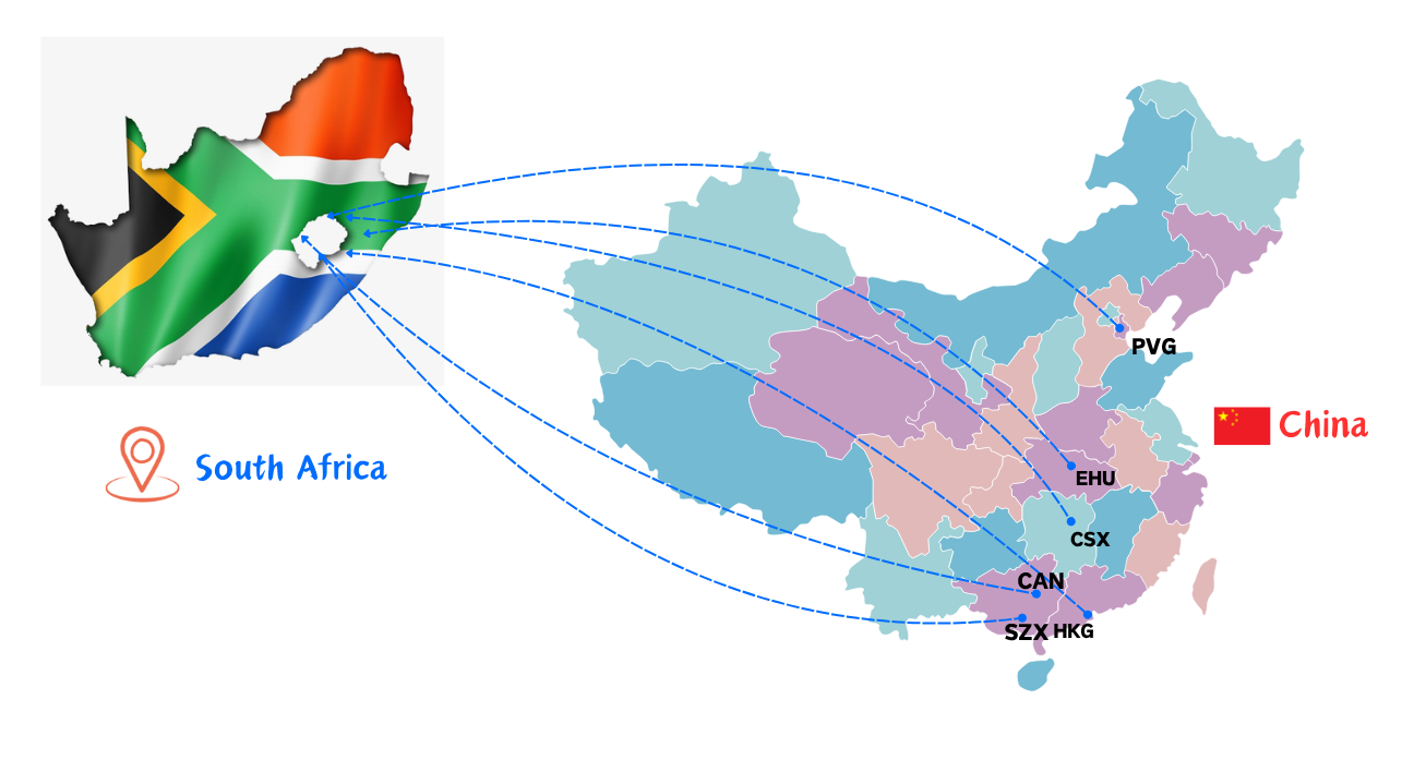 从中国空运到南非