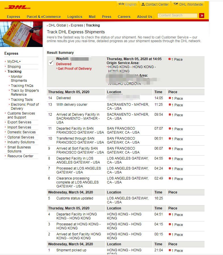 dhl寄口罩到美國、歐洲、澳洲價格
